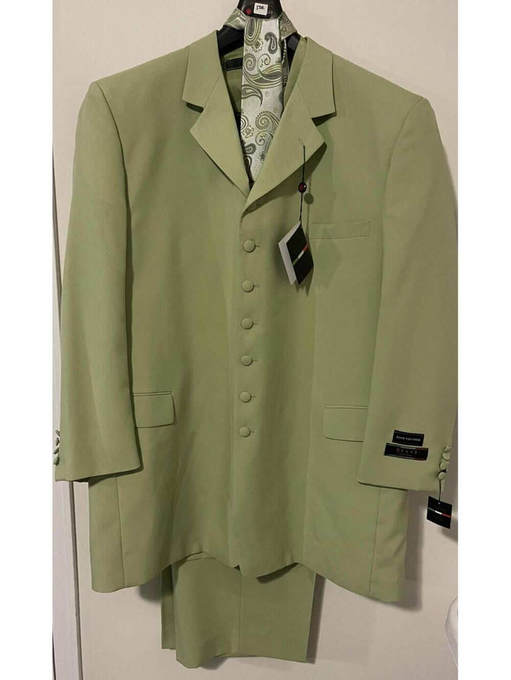 Lucci Men Green 4Pc Pant Suit- Blazer/Vest Size 50L & Pants Size 44x30 NWT MZZ1R - Picture 1 of 10